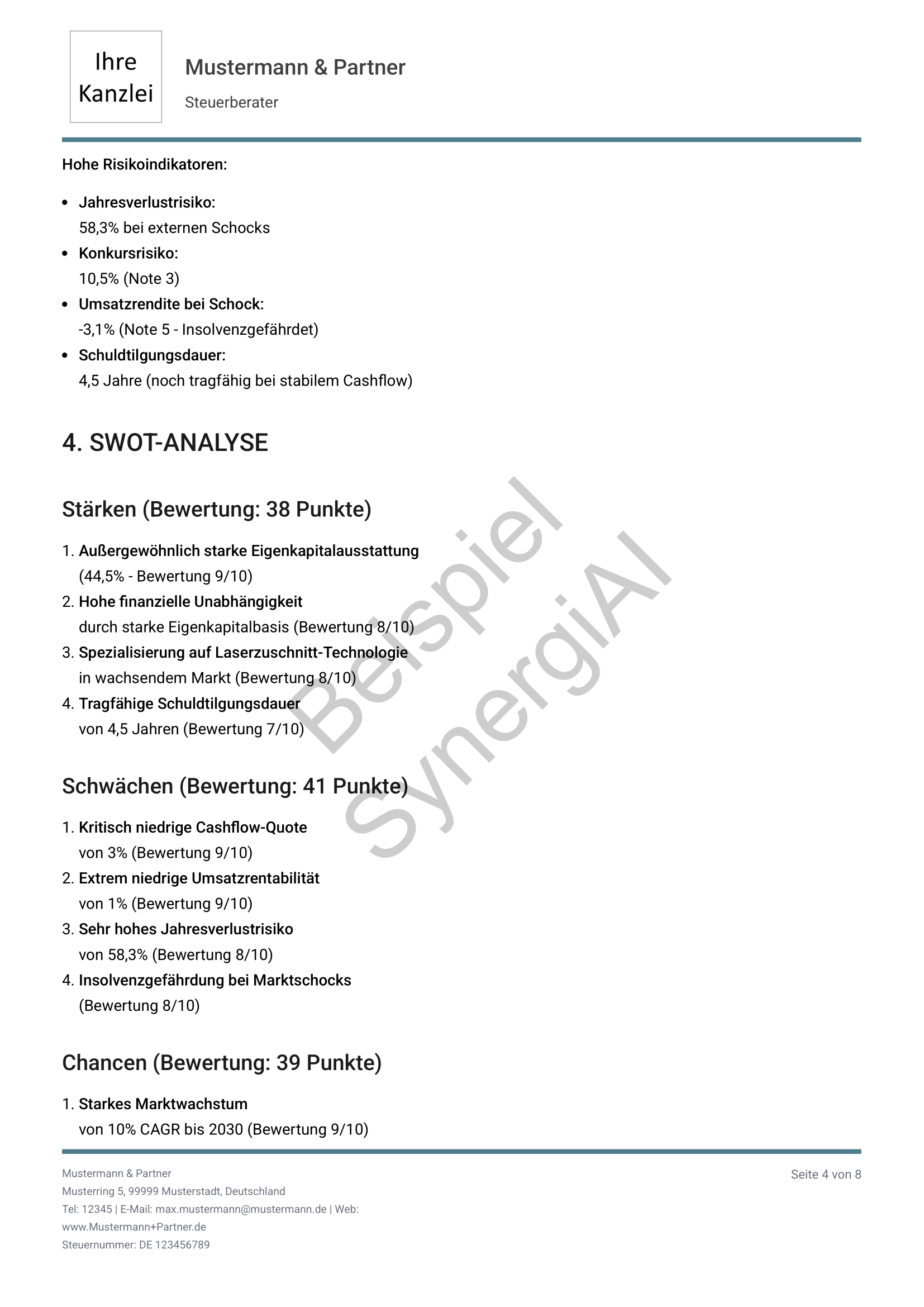 Bankfähiger Managementbericht Seite 4
