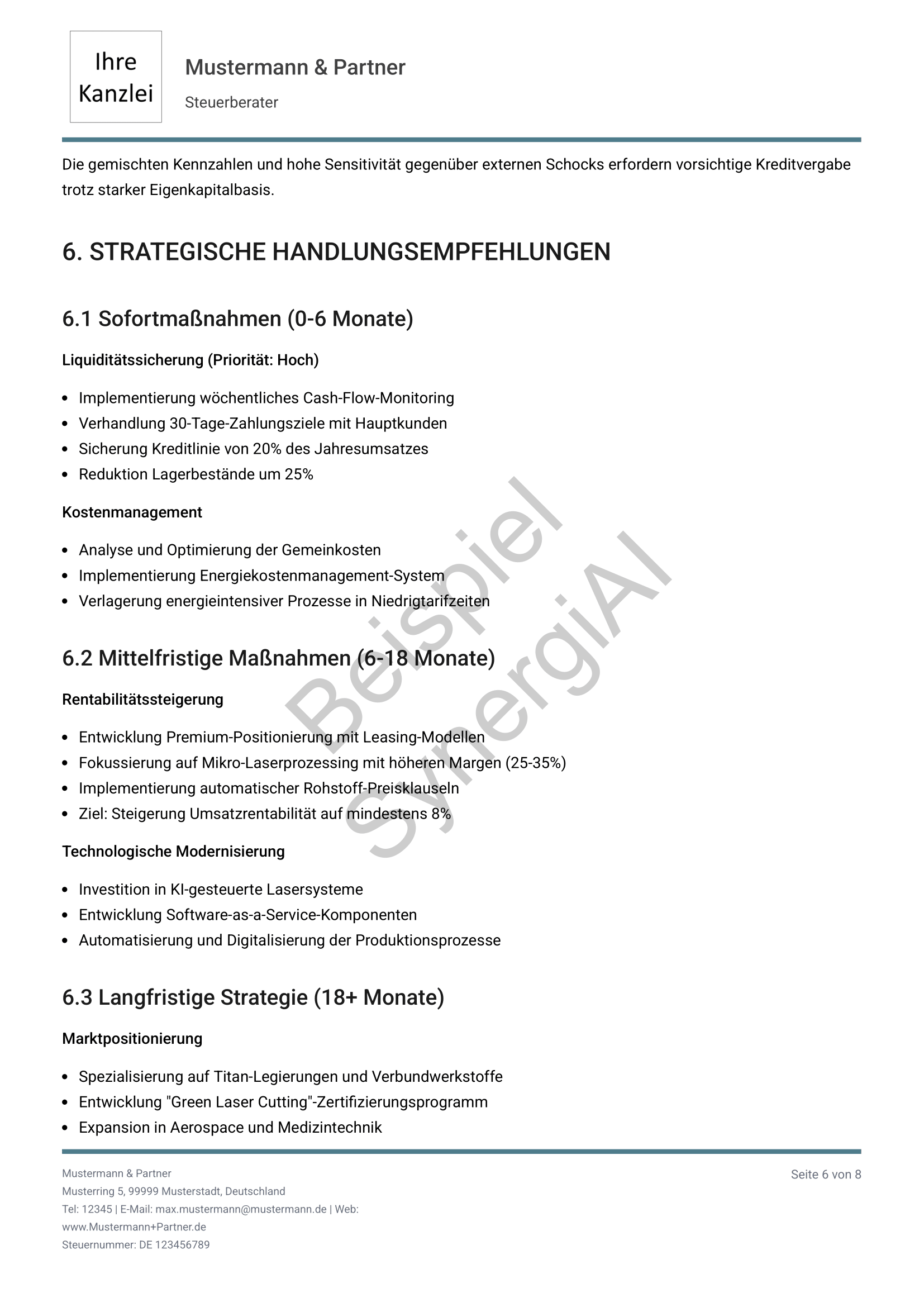Bankfähiger Managementbericht Seite 6